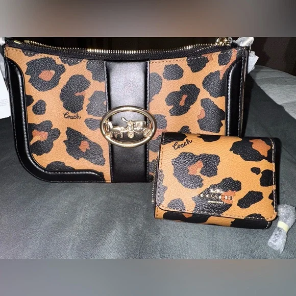 Coach LEOPARD GEORGIE handbag & wallet - Picture 1 of 14